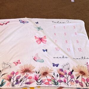 Amazon Floral Butterfly Baby Blanket - White and Pink